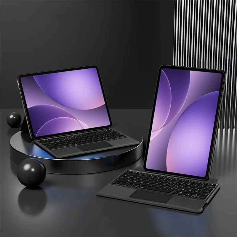 For Oppo Pad 5 Leather Case + Bluetooth-Compatible Keyboard with Backlight Trackpad