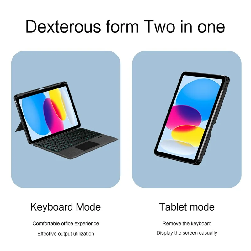 For iPad (2025) / iPad 10.9 (2022) Leather Case + Bluetooth-Compatible Keyboard with Backlight Trackpad