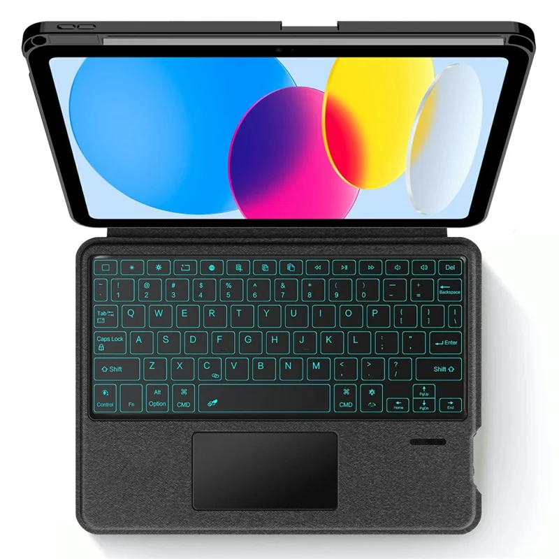 For iPad (2025) / iPad 10.9 (2022) Leather Case + Bluetooth-Compatible Keyboard with Backlight Trackpad