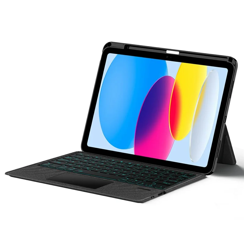 For iPad (2025) / iPad 10.9 (2022) Leather Case + Bluetooth-Compatible Keyboard with Backlight Trackpad