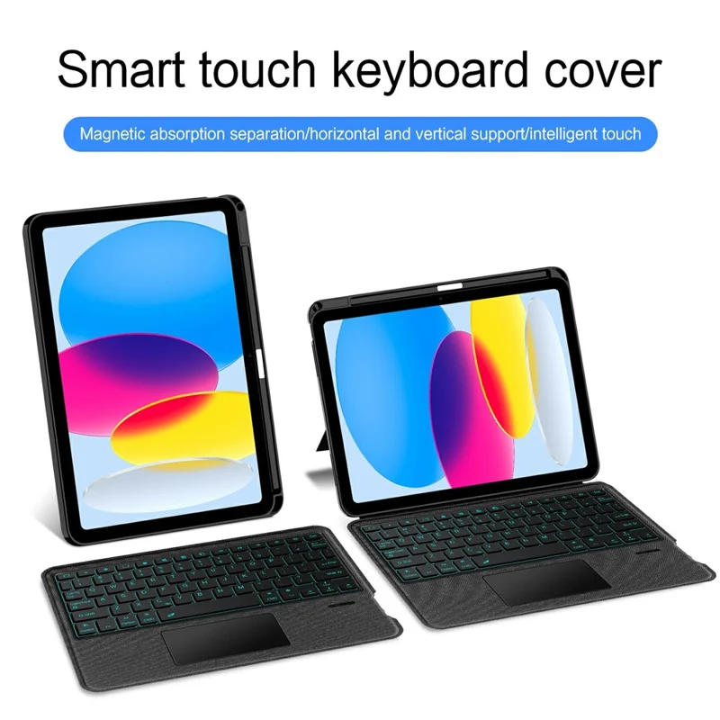 For iPad (2025) / iPad 10.9 (2022) Leather Case + Bluetooth-Compatible Keyboard with Backlight Trackpad