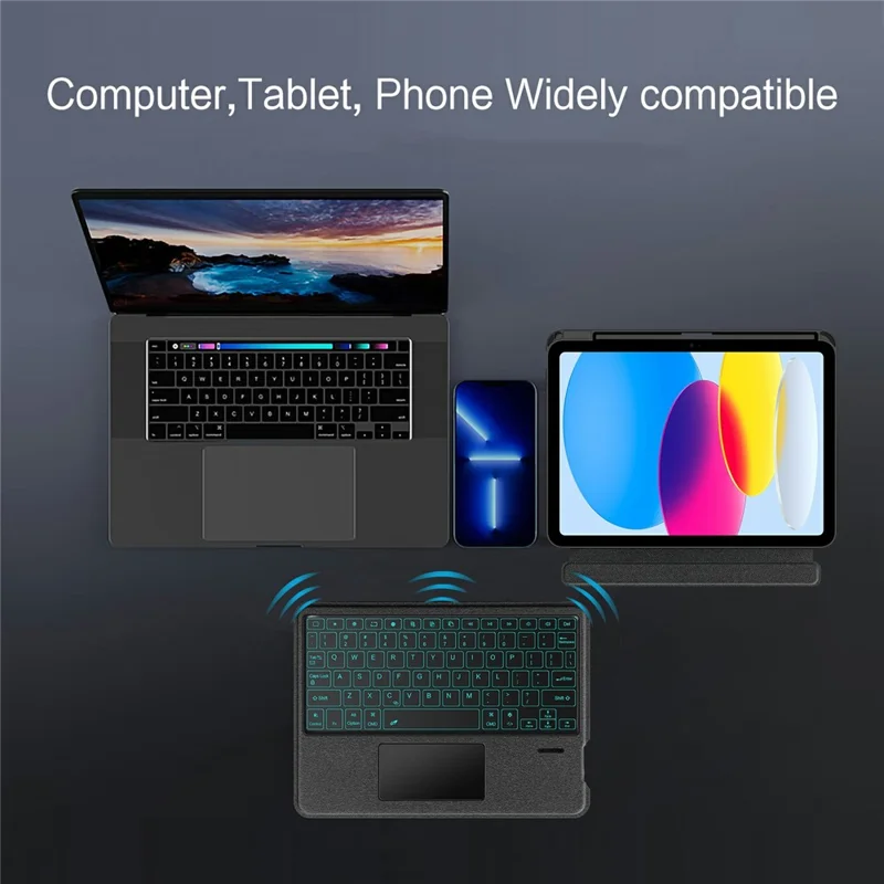 For iPad (2025) / iPad 10.9 (2022) Leather Case + Bluetooth-Compatible Keyboard with Backlight Trackpad