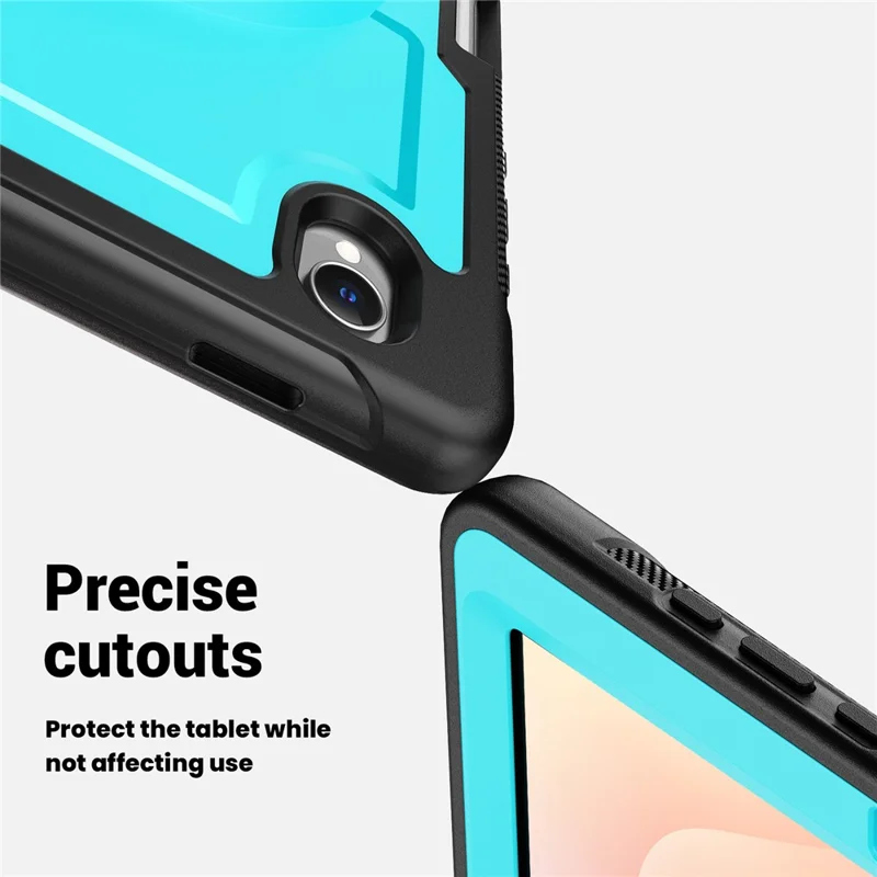Чехол для планшета Samsung Galaxy Tab S11 с подставкой из поликарбоната и ТПУ с ручным ремешком — детский голубой