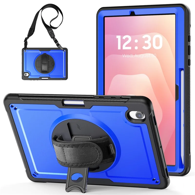Tablet Case For Samsung Galaxy Tab S11 PC + TPU Cover with Hand Strap and Shoulder Strap - Dark Blue