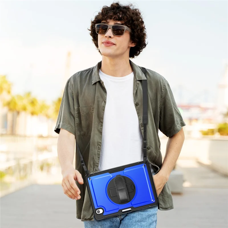 Tablet Case For Samsung Galaxy Tab S11 PC + TPU Cover with Hand Strap and Shoulder Strap - Dark Blue
