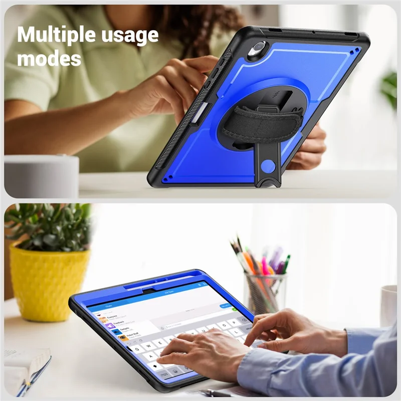 Tablet Case For Samsung Galaxy Tab S11 PC + TPU Cover with Hand Strap and Shoulder Strap - Dark Blue