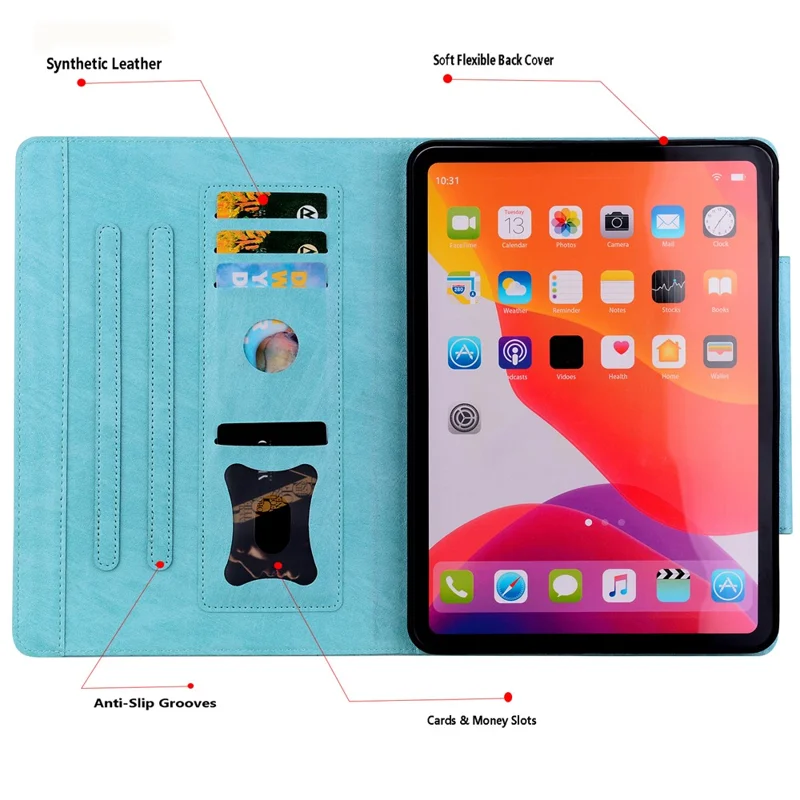 Tablet Case For Samsung Galaxy Tab S10 Lite  /  Tab S10 FE  /  Tab S9 FE Cat Buckle Closure Leather Protective Stand Cover - Baby Blue