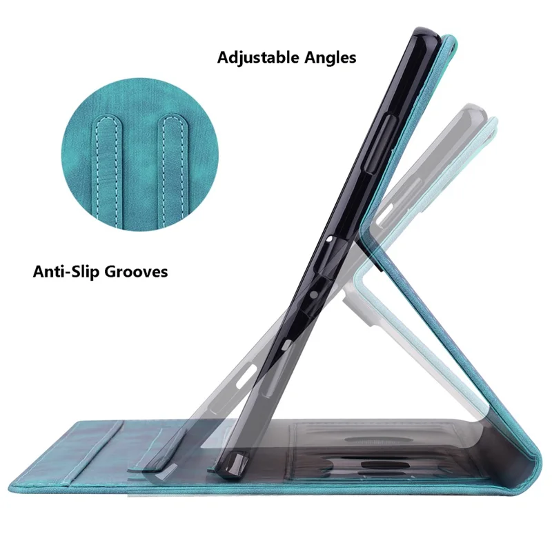 Tablet Case For Samsung Galaxy Tab S10 Lite  /  Tab S10 FE  /  Tab S9 FE Card Slots Leather Tablet Stand Folio Cover Flower Cat   - Green