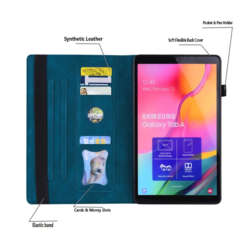 Tablet Case For Samsung Galaxy Tab S10 Lite  /  Tab S10 FE  /  Tab S9 FE PU Leather Protective Folio Cover with Card Holder - Blue
