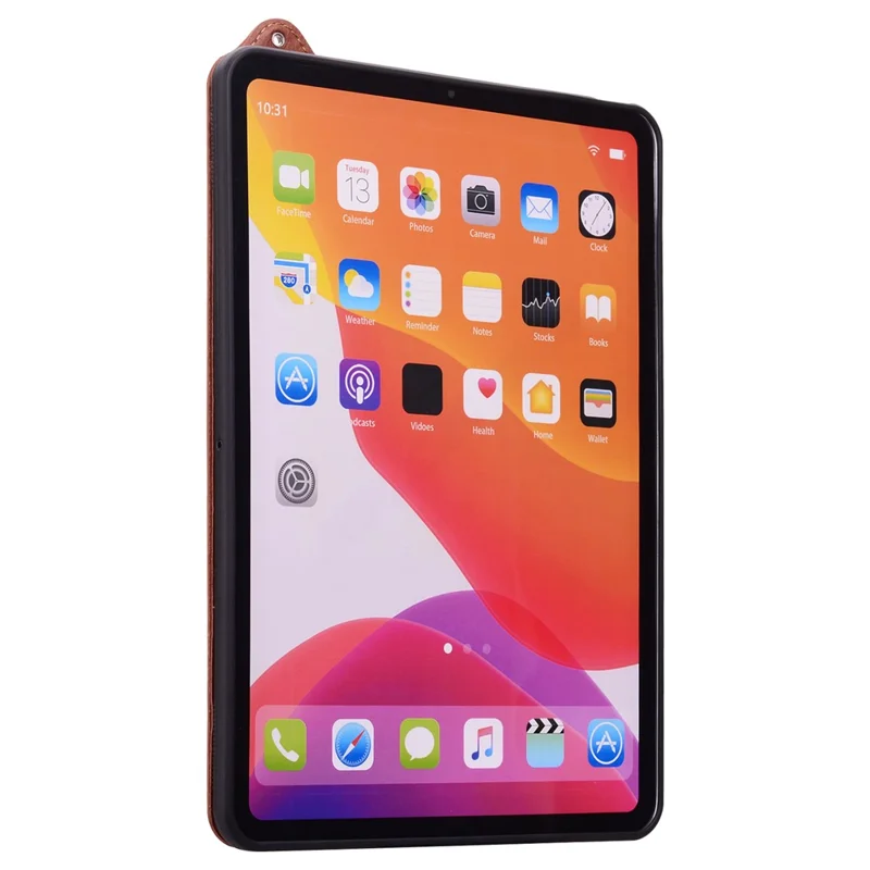 Tablet Case For Samsung Galaxy Tab S10 Lite  /  Tab S10 FE  /  Tab S9 FE Hand Strap Kickstand Leather Tablet Cover - Brown