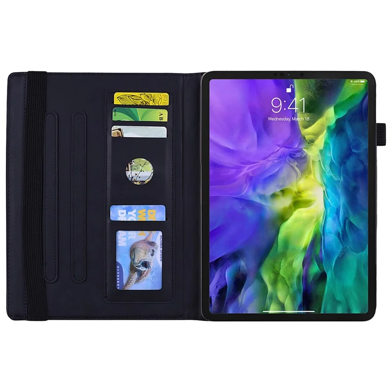 Tablet Case For Samsung Galaxy Tab S10 FE  /  Tab S9 FE  /  Tab S10 Lite Card Slots Leather Cover Flower Pattern - Black