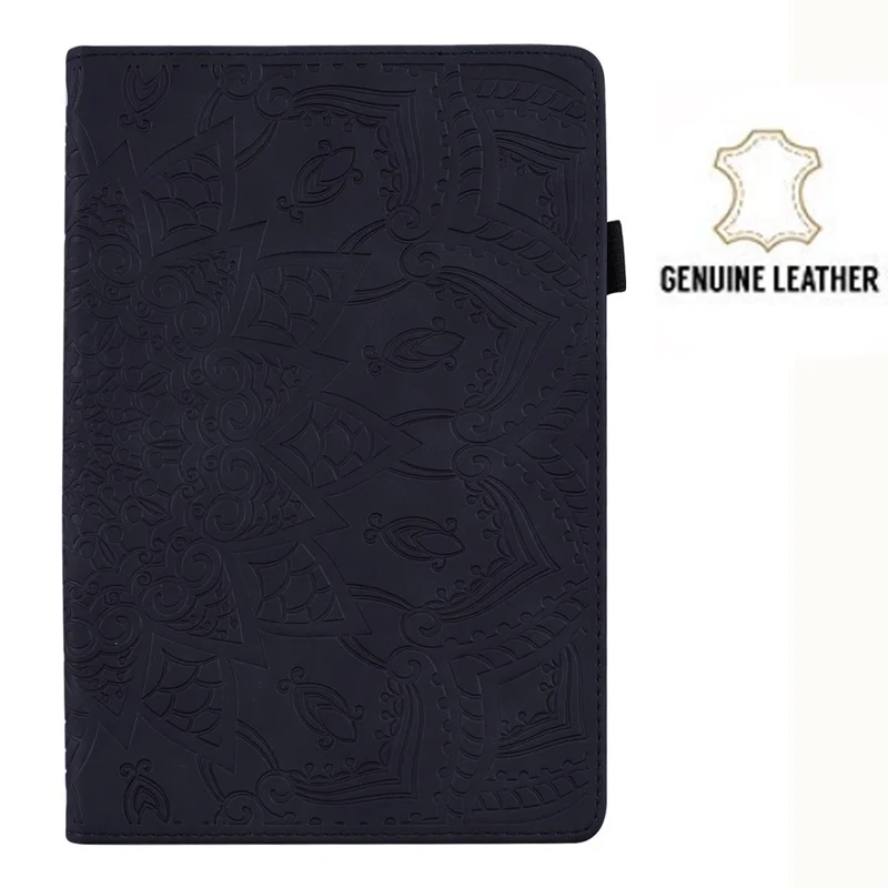 Tablet Case For Samsung Galaxy Tab S10 FE  /  Tab S9 FE  /  Tab S10 Lite Card Slots Leather Cover Flower Pattern - Black