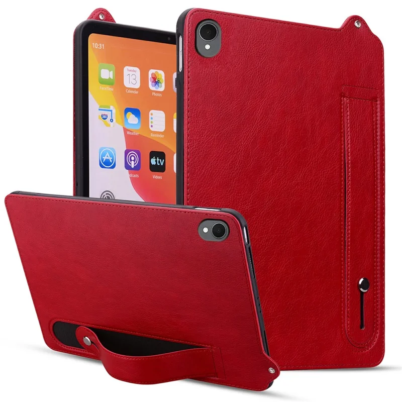 For Samsung Galaxy Tab S11 Case Hand Strap Kickstand Leather Tablet Cover - Red