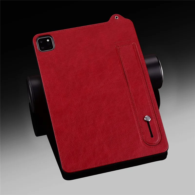 For Samsung Galaxy Tab S11 Case Hand Strap Kickstand Leather Tablet Cover - Red