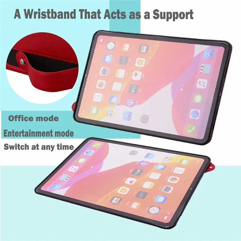 For Samsung Galaxy Tab S11 Case Hand Strap Kickstand Leather Tablet Cover - Red