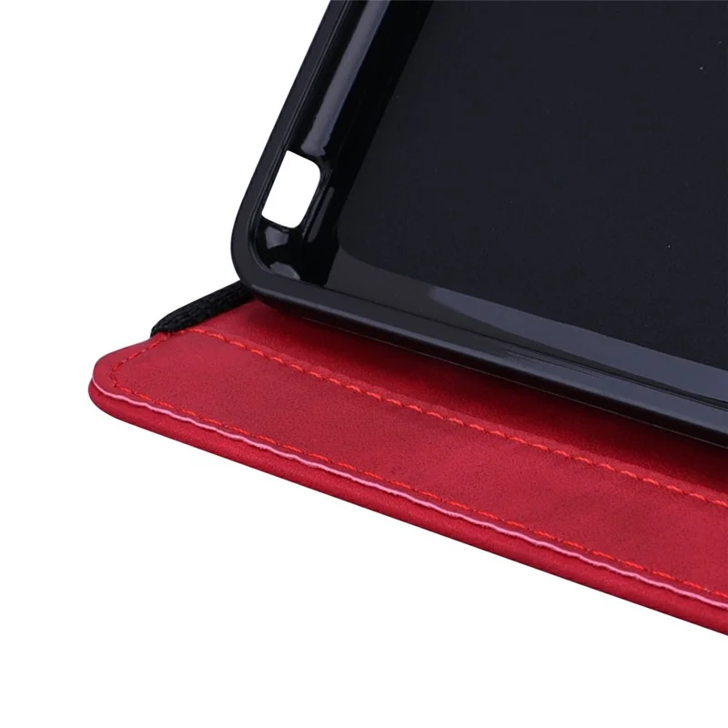 For Samsung Galaxy Tab S11 Tablet Case Card Slots Leather Cover Flower Pattern - Red