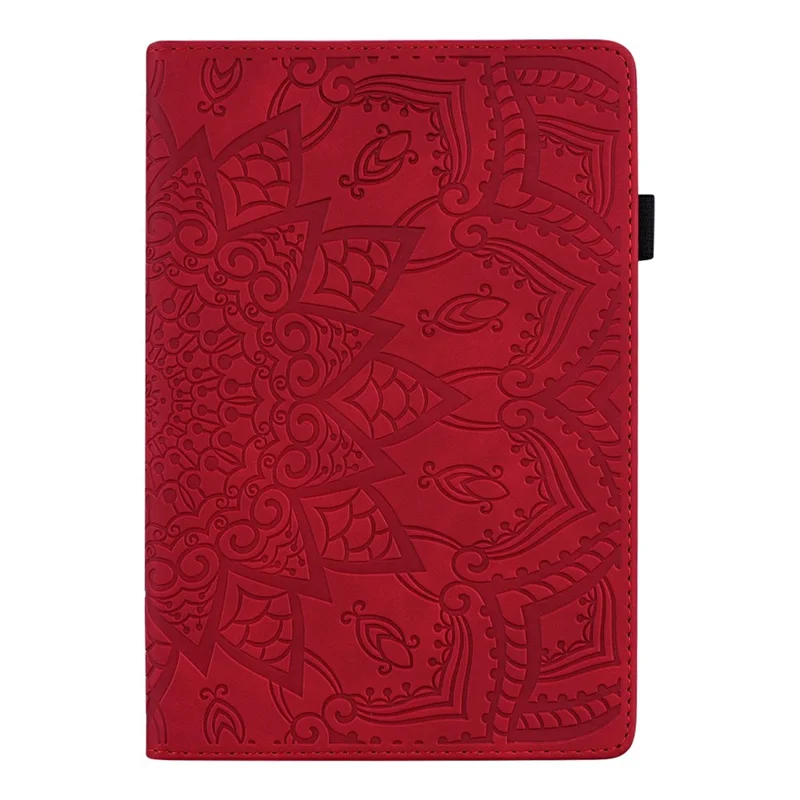 For Samsung Galaxy Tab S11 Tablet Case Card Slots Leather Cover Flower Pattern - Red