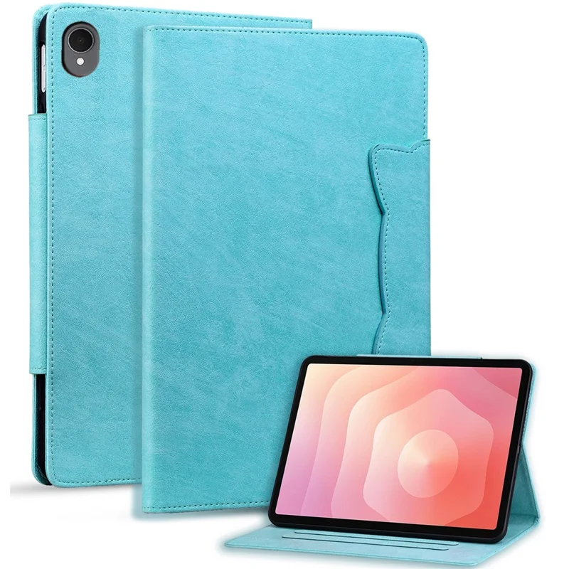 For Samsung Galaxy Tab S11 Case Cat Buckle Closure Leather Protective Stand Cover - Baby Blue