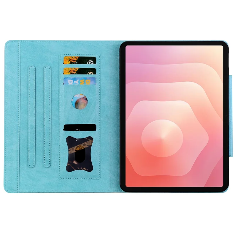 For Samsung Galaxy Tab S11 Case Cat Buckle Closure Leather Protective Stand Cover - Baby Blue