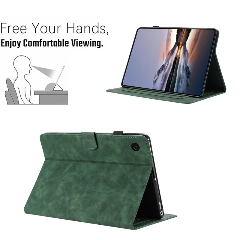 Funda para tableta con soporte y ranuras para tarjetas, diseño elegante con mariposas y flores impresas, para Samsung Galaxy Tab A11 / A9, color verde