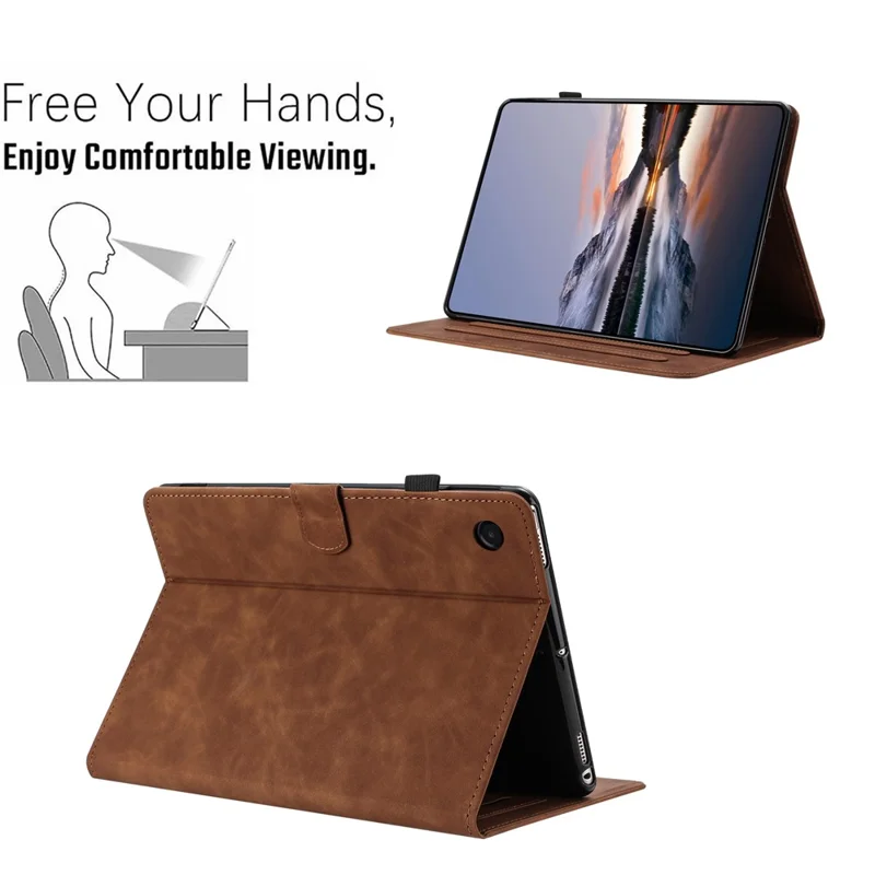 Funda para tableta con soporte y ranuras para tarjetas, diseño elegante con mariposas y flores impresas, para Samsung Galaxy Tab A11+ / A9+, color marrón