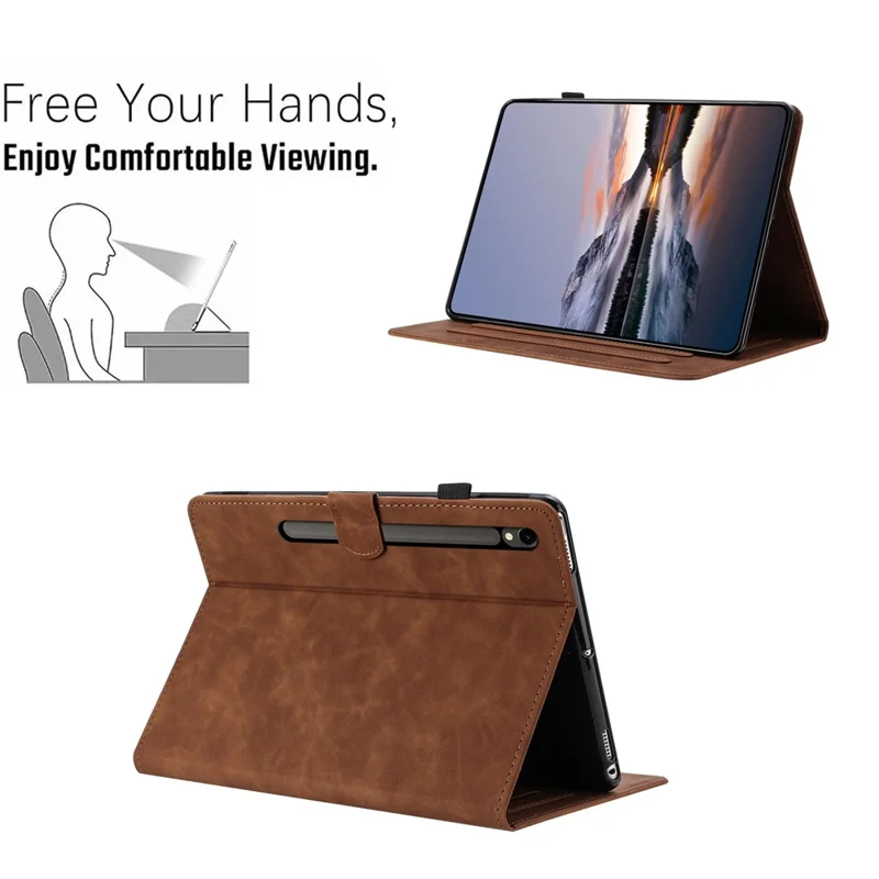 Tablet Case For Samsung Galaxy Tab S10 Lite / S10 FE / S9 FE / S9 Card Holder Stand Butterfly Floral Imprinted Leather Cover - Brown