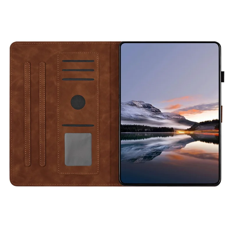 For iPad mini (2024) / (2021) Case Card Holder Stand Butterfly Floral Imprinted Leather Tablet Cover - Brown