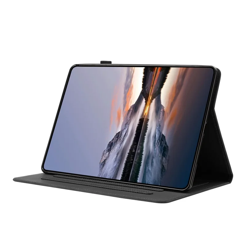 For Lenovo Tab M11 / Xiaoxin Pad 11 2024 Case Card Holder Stand Butterfly Floral Imprinted Leather Tablet Cover - Black