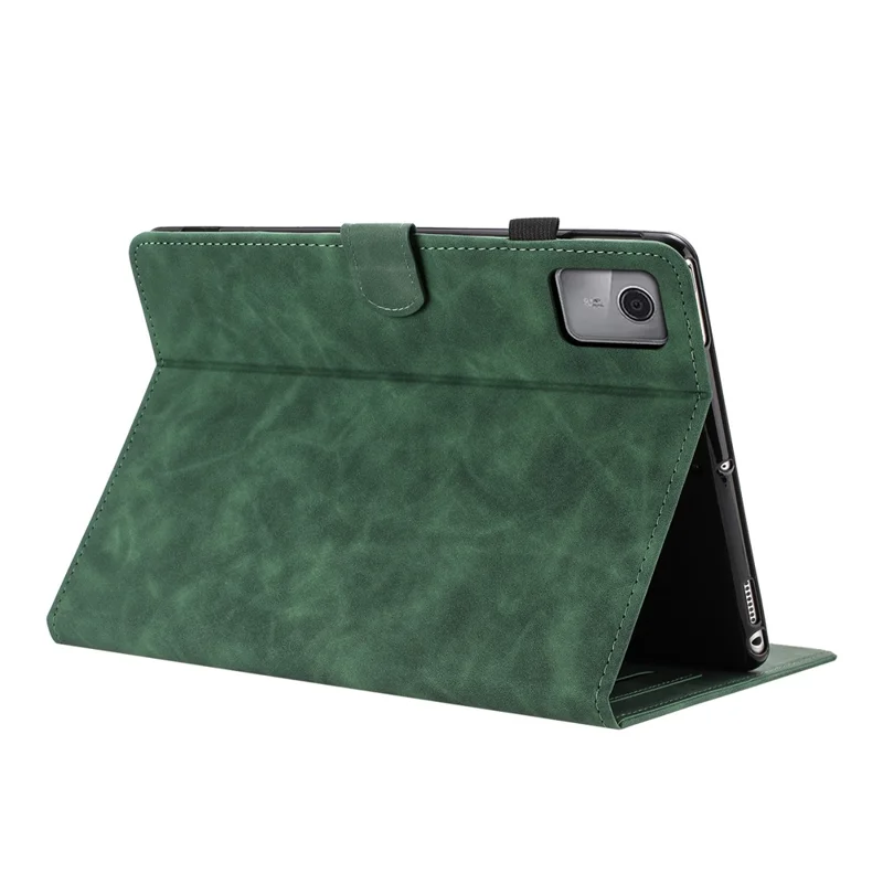For Lenovo Xiaoxin Pad 11 2025 Case Card Holder Stand Butterfly Floral Imprinted Leather Tablet Cover - Green