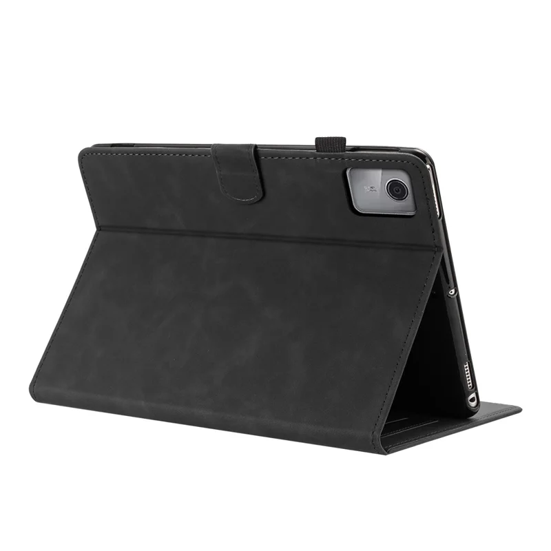 For Lenovo Xiaoxin Pad 12.1 (2025) Case Card Holder Stand Butterfly Floral Imprinted Leather Tablet Cover - Black