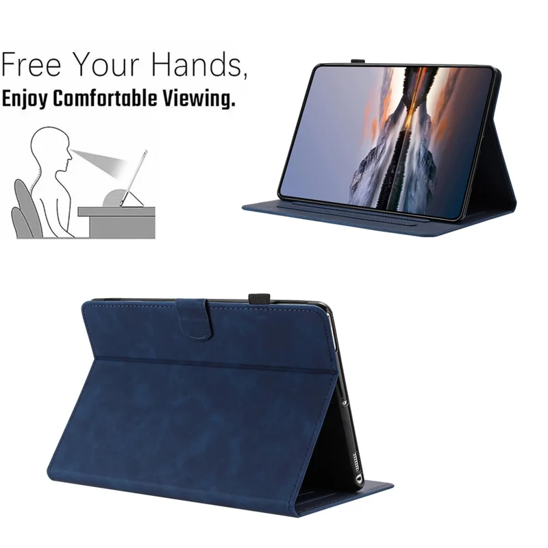 For Amazon Kindle 11th (2024) / 6" (2022) Case Card Holder Stand Butterfly Floral Imprinted Leather Tablet Cover - Blue