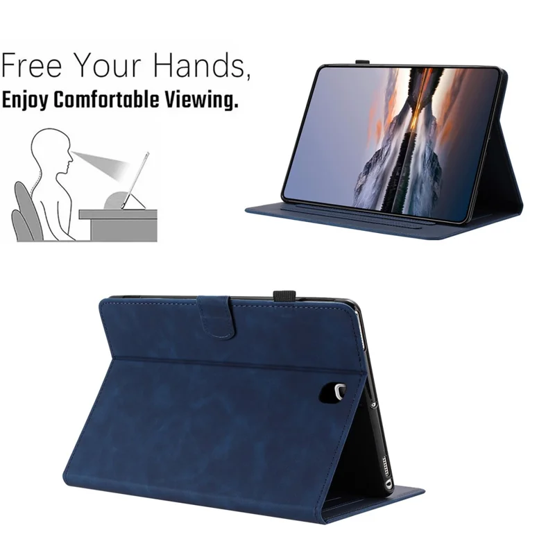 For Samsung Galaxy Tab A 8.0 SM-T350 (2015) Case Card Holder Stand Butterfly Floral Imprinted Leather Tablet Cover with Auto Wake / Sleep - Blue