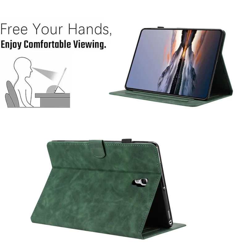 For Samsung Galaxy Tab A 10.5 (2018) Case Card Holder Stand Butterfly Floral Imprinted Leather Tablet Cover - Green