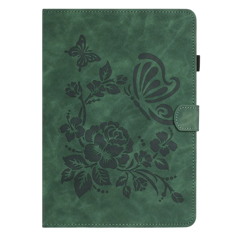 For Samsung Galaxy Tab A 10.5 (2018) Case Card Holder Stand Butterfly Floral Imprinted Leather Tablet Cover - Green
