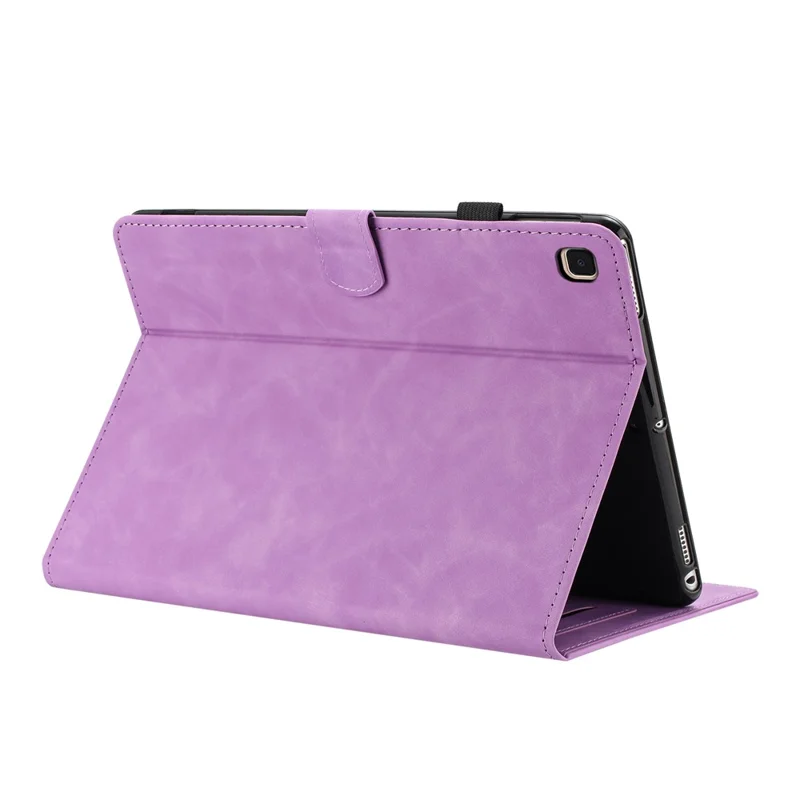 For Samsung Galaxy Tab A 10.1 (2019) Case Card Holder Stand Butterfly Floral Imprinted Leather Tablet Cover - Light Purple