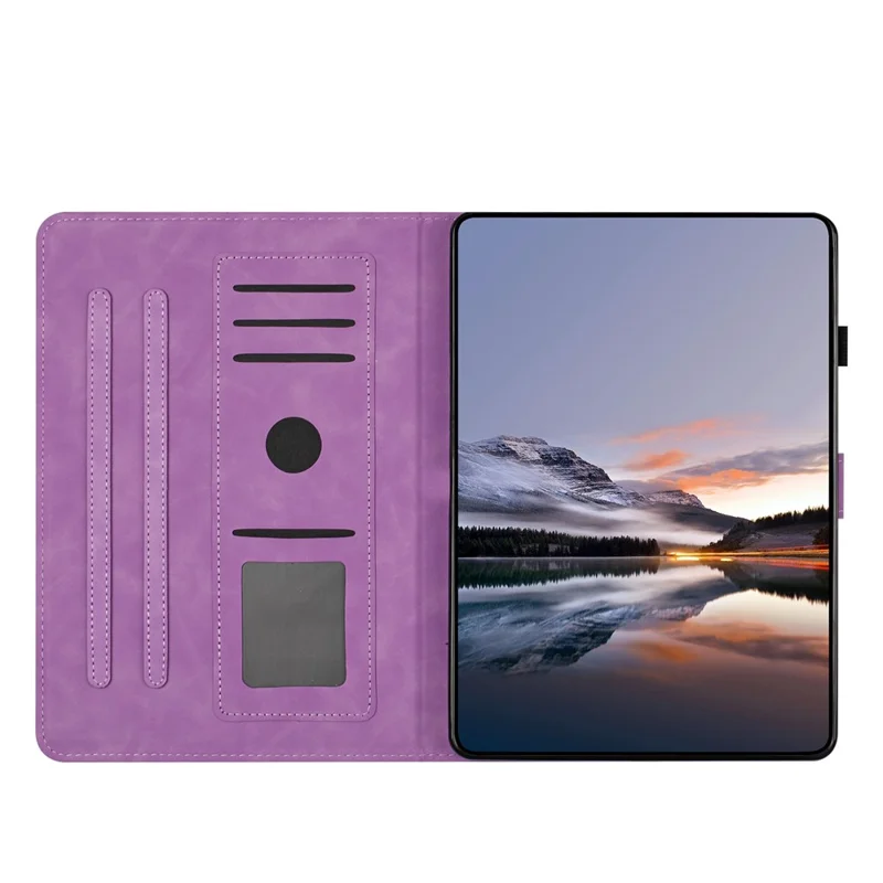 For Samsung Galaxy Tab A 10.1 (2019) Case Card Holder Stand Butterfly Floral Imprinted Leather Tablet Cover - Light Purple