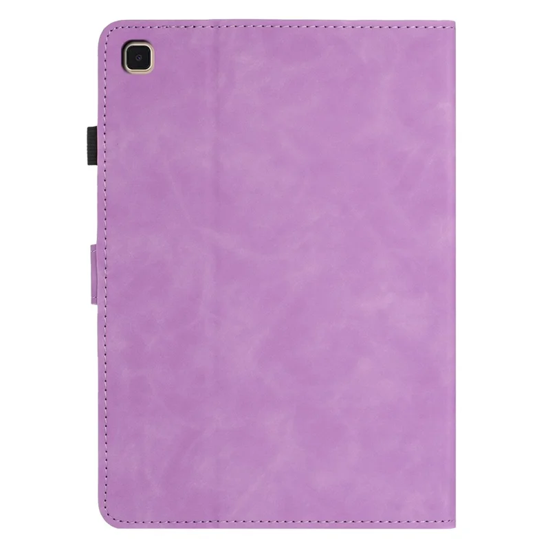 For Samsung Galaxy Tab A 10.1 (2019) Case Card Holder Stand Butterfly Floral Imprinted Leather Tablet Cover - Light Purple