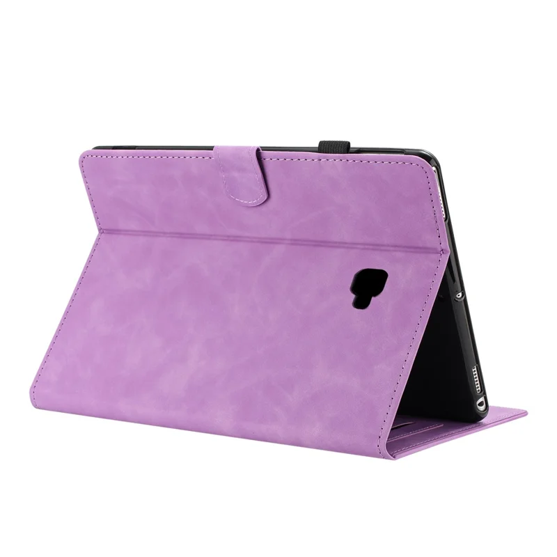 For Samsung Galaxy Tab A 10.1 (2016) Case Card Holder Stand Butterfly Floral Imprinted Leather Tablet Cover - Light Purple