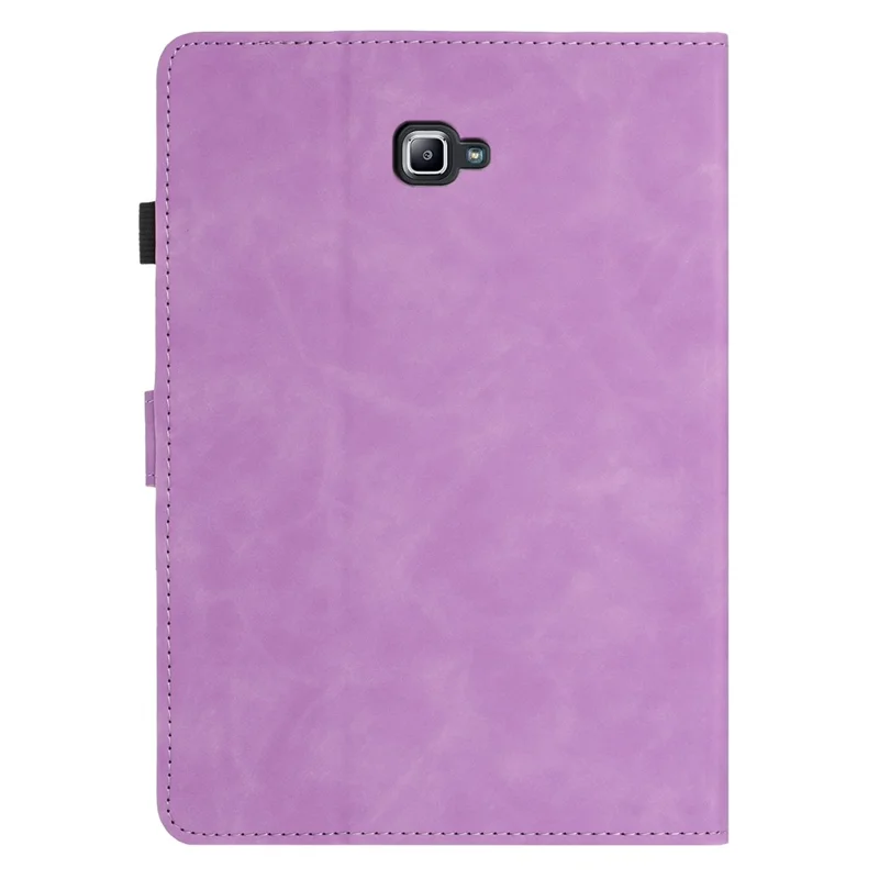 For Samsung Galaxy Tab A 10.1 (2016) Case Card Holder Stand Butterfly Floral Imprinted Leather Tablet Cover - Light Purple