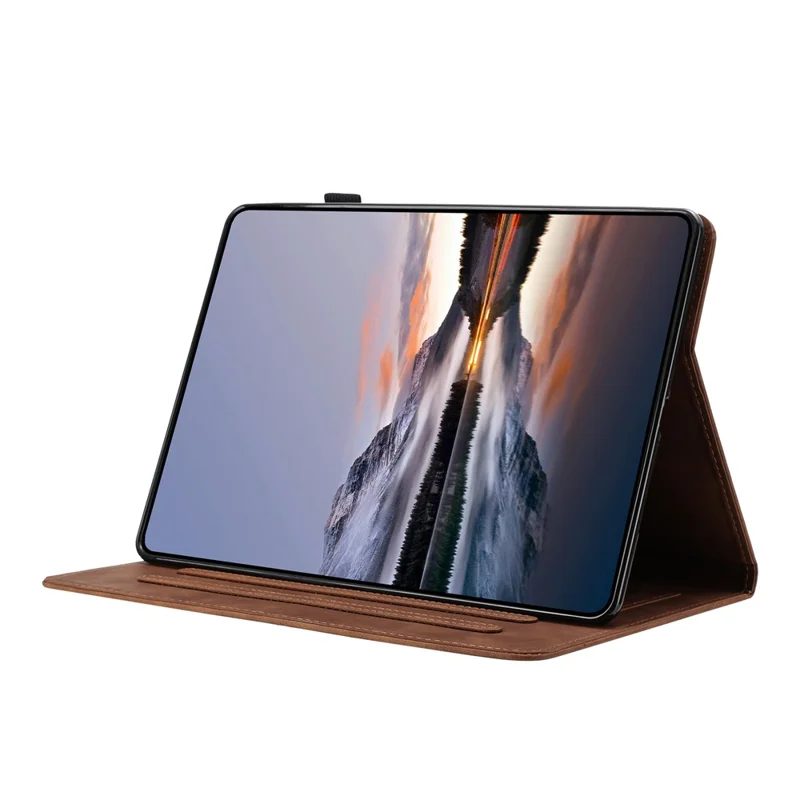 For Samsung Galaxy Tab S5e SM-T725 / SM-T720 Case Card Holder Stand Butterfly Floral Imprinted Leather Tablet Cover - Brown