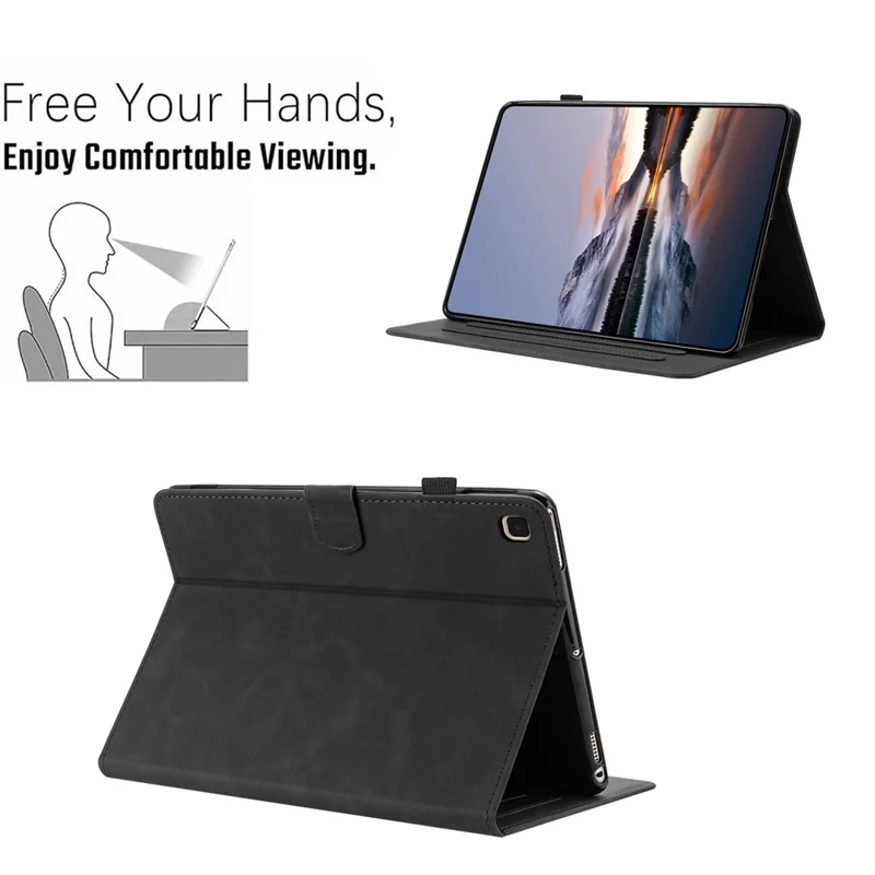 Tablet Case For Samsung Galaxy Tab S6 Lite (2024) / (2022) / (2020) Card Holder Stand Butterfly Floral Imprinted Leather Cover - Black