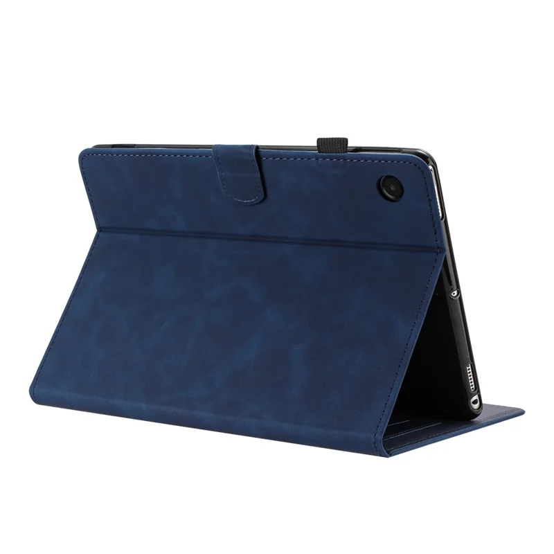 For Samsung Galaxy Tab A8 10.5 (2021) Case Card Holder Stand Butterfly Floral Imprinted Leather Tablet Cover - Blue