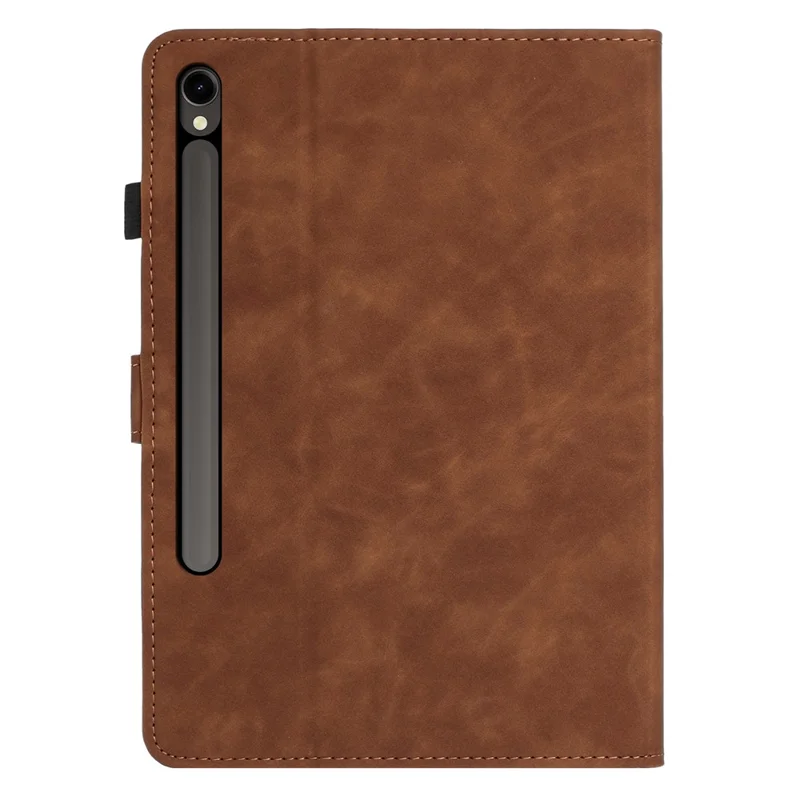 For Samsung Galaxy Tab S10 FE+ Case Card Holder Stand Butterfly Floral Imprinted Leather Tablet Cover - Brown