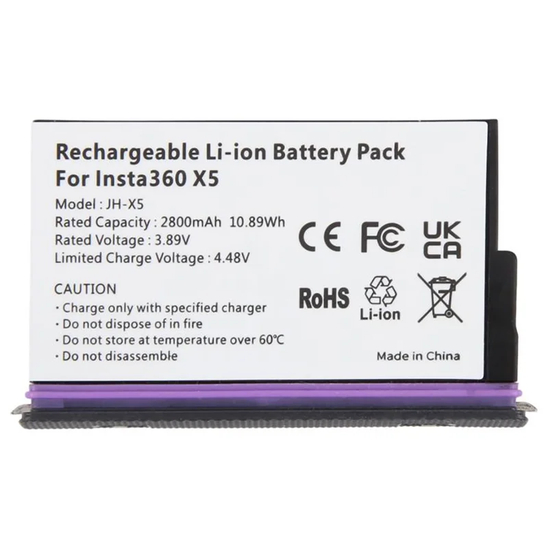 For Insta360 X5 3.89V 2800mAh Li-Polymer Battery Assembly Part (Without Logo) (Encode: JH-X5)