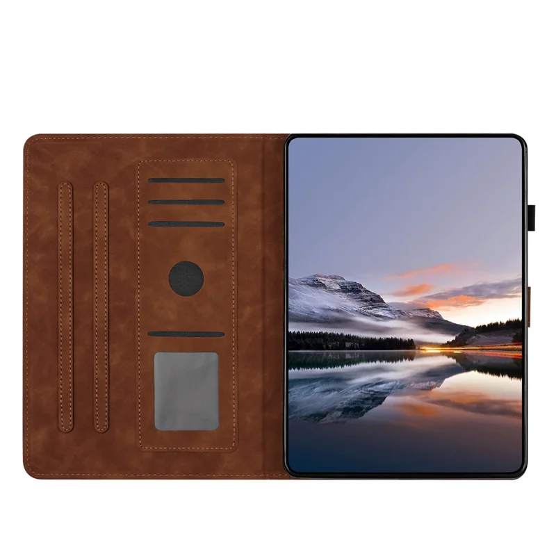 Tablet Case For iPad Air 11 (2025)  /  (2024)  /  Air (2022)  /  (2020) Card Holder Stand Butterfly Floral Imprinted Leather Cover - Brown