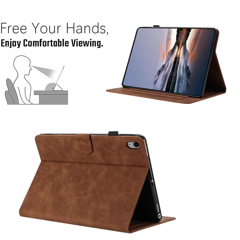 Tablet Case For iPad Air 11 (2025)  /  (2024)  /  Air (2022)  /  (2020) Card Holder Stand Butterfly Floral Imprinted Leather Cover - Brown