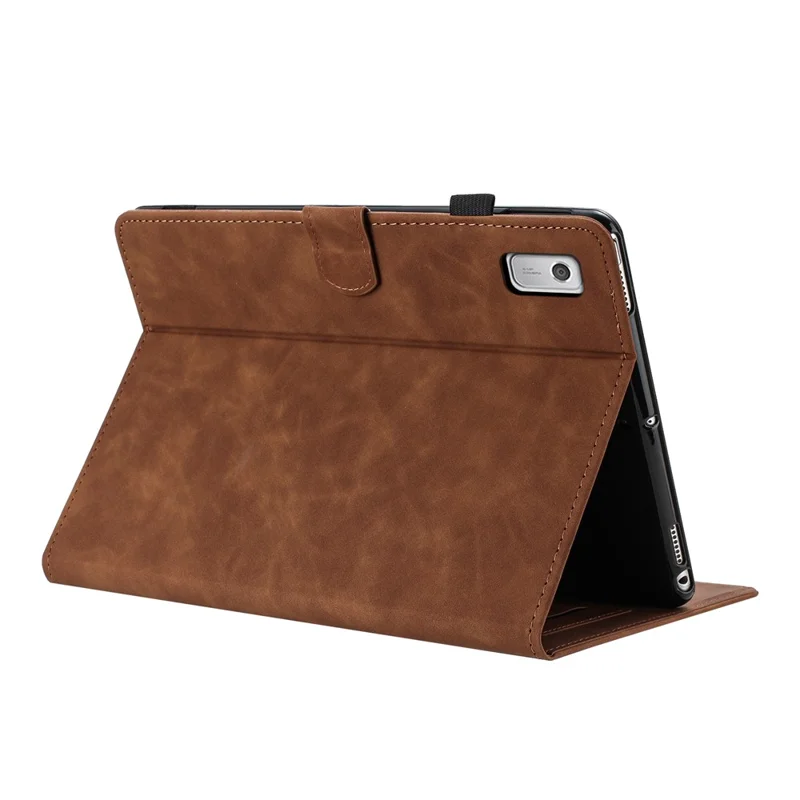 For Lenovo Tab M9 TB-310FU Case Card Holder Stand Butterfly Floral Imprinted Leather Tablet Cover - Brown