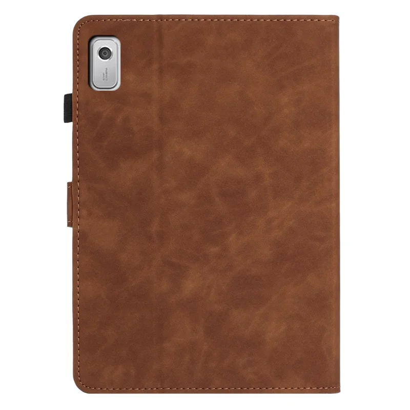 For Lenovo Tab M9 TB-310FU Case Card Holder Stand Butterfly Floral Imprinted Leather Tablet Cover - Brown