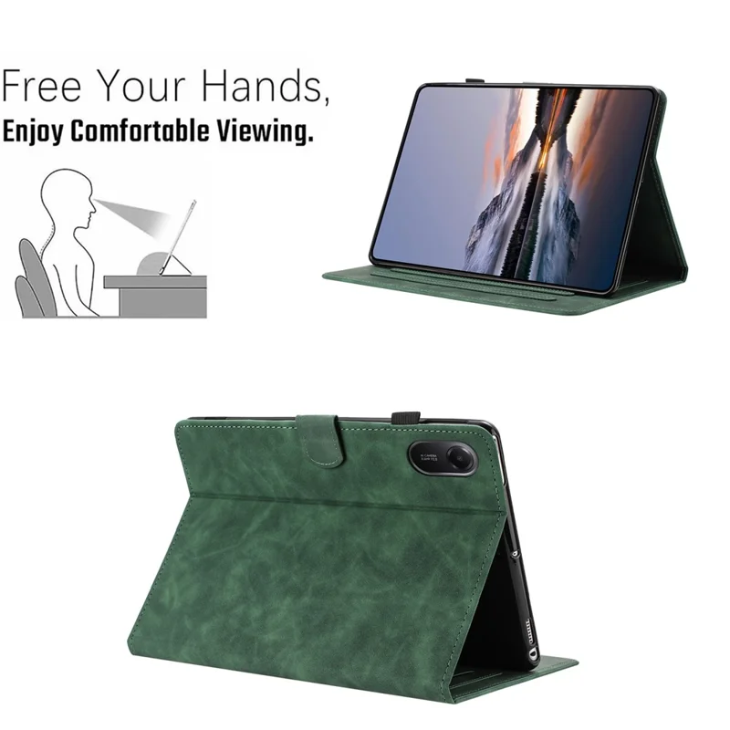 For Xiaomi Redmi Pad 2 Case Card Holder Stand Butterfly Floral Imprinted Leather Tablet Cover - Green