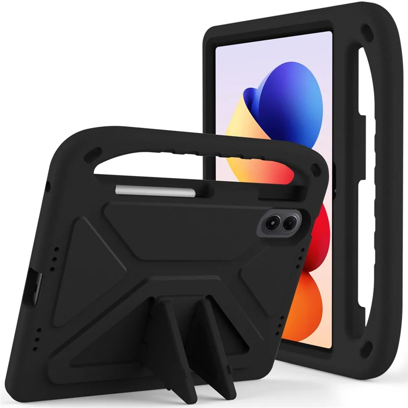 Coque pour Xiaomi Redmi Pad 2 Pro avec poignée et support intégré, housse en EVA pour tablette - Noir